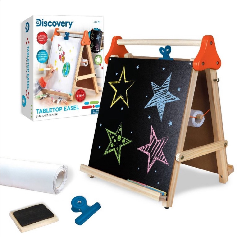 New in box discovery kids tabletop easel art and crafts dry erase chalk paint